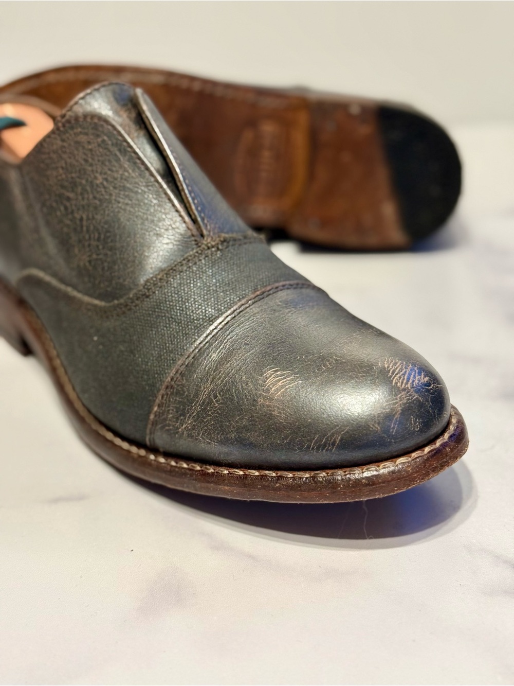 BED|STU Eden Distressed Gray Leather slip-on Loafers Cobbler Series (size 8.5) - Picture 4 of 16